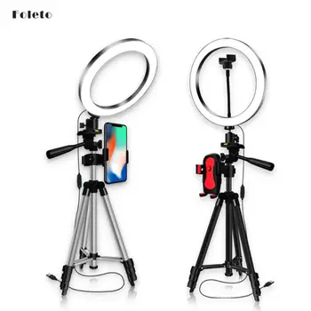 Foleto 16/20/26cm Dæmpbar LED Lys Ring Kamera Trefod Kit Makeup Selfie Ring Lampe Med Telefonen Holder til Youtube Video