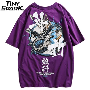 Hip Hop T-Shirt Mænd Slange Kinesiske Karaktererne T-Shirts Harajuku Streetwear 2020 Forår Sommer T-Shirt Kort Ærme Toppe, T-Shirts Bomuld