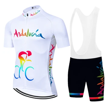 2021 Nye ANDALUCIA kortærmet trøje mænd completo ciclismo estivo spanien 20D gel pad sommeren hurtig tør cykling shorts