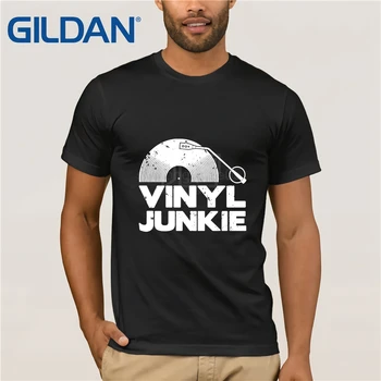 Vinyl Junkie Hvid Logo T-SHIRT Tee Musik Vintage Dj Sjove Gave, Fødselsdag T-Shirt Mænd Casual Bomuld kortærmet