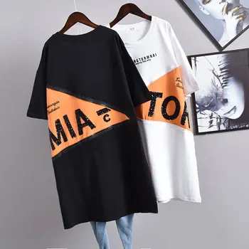 2020 Sommeren Nye koreanske Kvinder Mode Lynlås Kontrast Syninger T-shirt Løs, Tynd Plus Size Kort-langærmet T-shirt Gratis Fragt