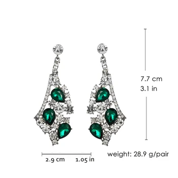 Veyofun Grøn Farve Krystal Dråbe Øreringe Til Kvinde Etnisk Symmetrisk Rhinestone Dingle Øreringe Smykker