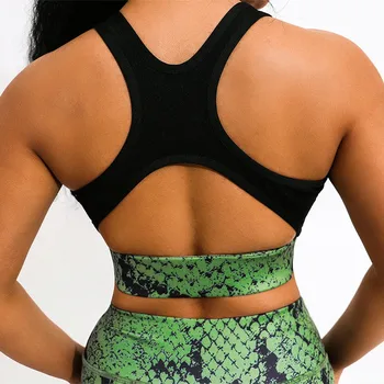 2STK Snake Mønster Trykt Yoga sætter Kvinder på kryds og tværs Tilbage Sportstøj Fitness Tøj Trænings-og Leggings Workout Sports Passer til Damer