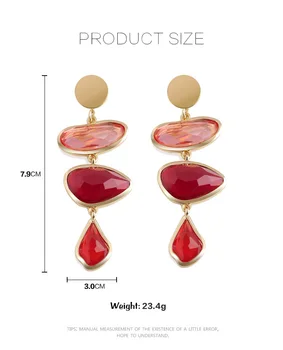 F. I. N. S Uregelmæssige Rød Blå Dråbe Øreringe Indiske Earings Mode Smykker Geometriske Lange Øreringe til Piger Kostume Smykker