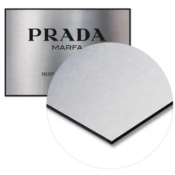 Panorama Aluminium Dibond Prada Marfa Hvid - Trykt på Dibond Aluminium Komposit - Sølv - Prada Marfa - Ideel til indramning eller til gifting, Prada Marfa