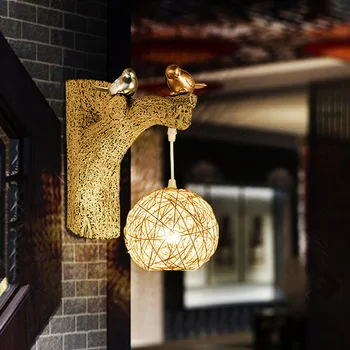 Kinesisk kunst væglampe harpiks fugl væglampe restaurant cafe soveværelse balkon trapper midtergangen korridor dekorative væg sconce bra