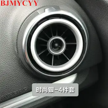 BJMYCYY Aluminium legering luftudtag chrome trim ring bil ventilationsspjældene i instrumentpanelet dække dekoration til Audi A3 S3 2013-2016 Q2 2017