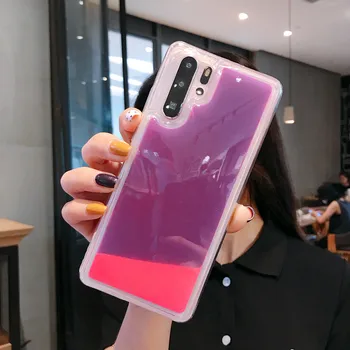 Lysende Neon Sand, Vand Flydende Glimmer Telefon Tilfældet For Huawei Honor 30 Pro 30'ERNE Nova 6 7 SE Pro Soft Cover Glød i mørket