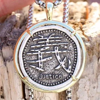 Kinesiske Tegn Halskæde Bedste Ven Mænd Mandarin Oriental Tegn for Retfærdighed, Kærlighed Symbol Smykker