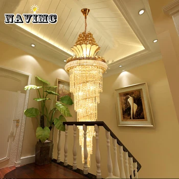 Store Gold Imperial Krystal Lysekrone Til Hotel, Hall, Stue, Trappe Hængende Pendel Lampe Store Europæiske Belysning
