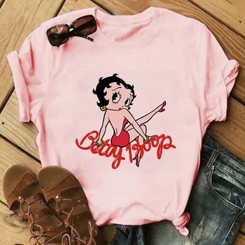 2020 Sommeren Casual Vogue Tegneserie Prinsesse Shirt Kvinder Betty Boop Udskrivning Toppe af 90'erne Harajuku Femme Mujer Camisetas Ropa De Mujer