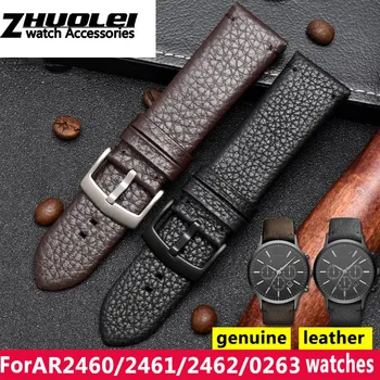 Stropper Til AR2460/2461/2462/0263 armbånd Originale 1:1 kvalitet i ægte læder urrem 24mm mørk brun sort mænds stropper