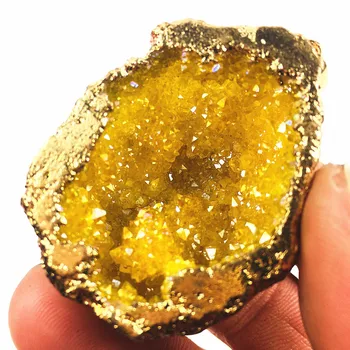 2stk naturlige agat chip crystal cave chip krystal klynge kvarts punkt forgyldt Brasilianske mineral prøve Julegave