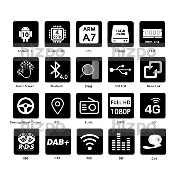 Android-10.0 Bil Stereo Radio RDS Multimedia-Afspiller, GPS-Navigation passer Jeep Wrangler Unlimited 2007-2016 Rejse/Challenger/Dakota WIFI