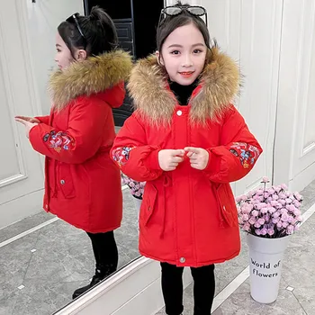 Vinteren Piger, Tøj, mode Faux Fur Hooded Coat Lang Jakke Varm Flyverdragt Baby Jakke Børns Overtøj Kids Tøj