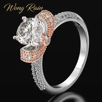 Wong Regn Trendy 925 Sterling Sølv Skabt Moissanite Ædelsten Bryllup Engagement Diamanter Ring Fine Smykker Engros