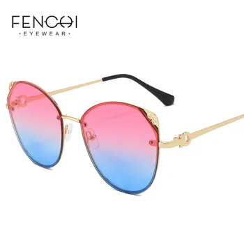 FENCHI Vintage Cat eye Solbriller Kvinder 2020 Retro Pink solbriller Klassisk Mærke Farverige Briller Kvindelige Oculos De Sol
