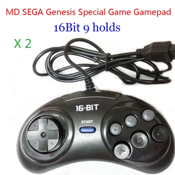 2stk MD SEGA Gamepads 16 bit Sega Genesis Spil controller 9 Huller Sega Joypad høj kvalitet, god pris Vildt Tilbehør