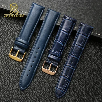Ægte læder armbånd blå farve se strapfor borger rossini watchband14 16 18 20 mm 21 22mm 23mm se bandwholesale