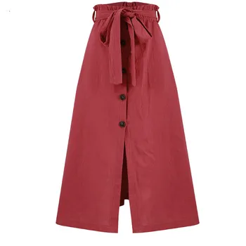 Kvinder Streetwear Elegant Casual Side-Split Nederdel Sommeren Afslappet Ferie OL Mode Lange Nederdele