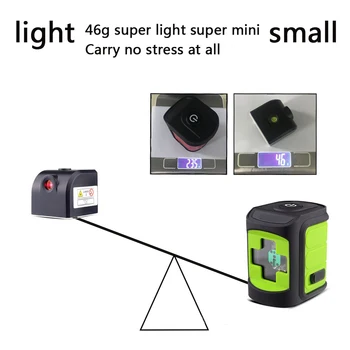 Nye genopladelige mini cross laser-niveau meter/rødt lys grønt lys mini cross to-line infrarød dekoration hjem værktøjer