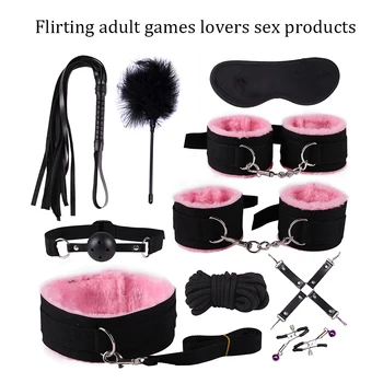 10STK Bundet Begrænsninger Kits BDSM Sex Håndjern Pisken SM Bondage Sæt Erotisk Sex Legetøj Til Par, Voksen Spil