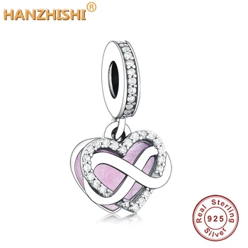925 Sterling Sølv Mousserende Infinity Hjertet Heart Charm Perler Passer Oprindelige Pandora Charm-Armbånd, Halskæde DIY Smykker at Gøre
