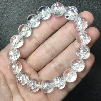 12mm Ægte, Naturlig Himalaya Rock Crystal Armbånd Til Kvinder, Dame Mænd Sne Energi Runde Perler Fashion Armbånd Smykker AAAAA
