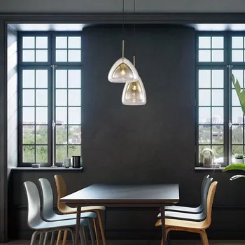 Glas Vandmænd led vedhæng lys art deco-dobbelt-lags moderne luksus home deco-stue køkken hængende lamper