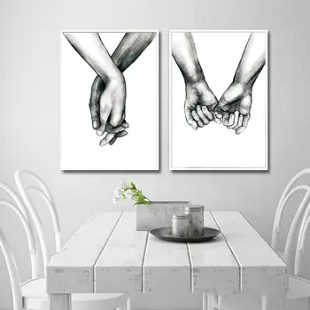 Hånd i Hånd, Hånd i kærlighed dekoration maling core plakat stue spisestue udsmykning, maleri