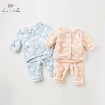 DB12776 dave bella Pyjamas sæt til børn vinteren unisex baby Børn hjem Tøj print langærmet baby Nattøj Passer til