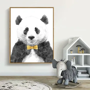Børnehaven Væg Kunst Dyr Panda Plakat Nordisk Stil Barn Minimalistisk Alfabet Lærred Maleri Print Moderne Børne Baby Room Decor