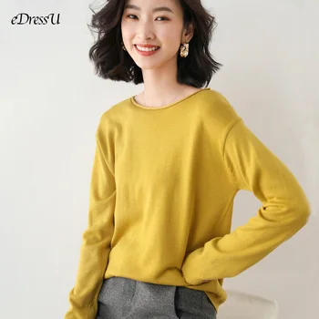 10 Farver O Neck Jumper Kvinder koreanske Pullover Casual Sweater Løs Strik Enkel Efterår og Vinter Kontor Dame Streetwear HW-2021