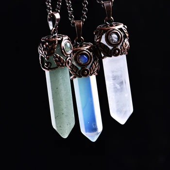1PC Naturlige Mineral Krystal Smykker Vintage Crystal Peger Magic Yoga Divination Amulet Energi Vedhæng DIY Gave