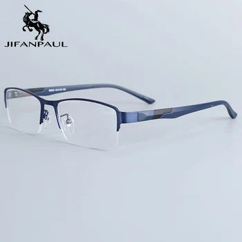 JIFANPAUL Mænds rustfrit stål briller semi-optiske briller ramme mænd ' s square ultralet briller nærsynethed recept briller