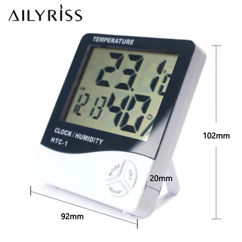 Indendørs Digital LCD-Temperatur Luftfugtighed Meter Termometer Hygrometer vejrstation Vækkeur til Eyelash Extension Forsyninger