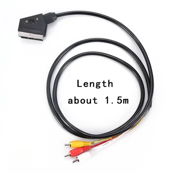 1,5 m RGB 21 Pins I UD-Scart Omskifter Til Tredobbelt RCA Composite Føre Audio-Video-Kabel
