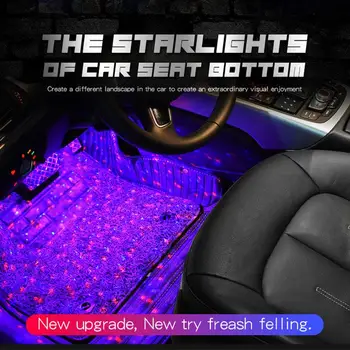 Bil Atmosfære Fod Lys LED-Voice Control Indre Udsmykning Fuld Af Stjernede Farverige Lys Vejrtrækning Tilstand Aftagelig Fjernbetjening