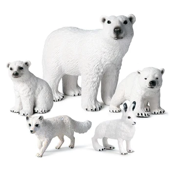 DIY Simulering Arktiske Vilde Dyr Set isbjørn Penguin Cub Zoo Model Figur Samling Kognition Pædagogisk Legetøj for Børn