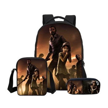 3pcs/set The Walking Dead skoletasker Til Teenager Drenge School-Rygsæk til Bærbar Skoletaske Børn Travel Bag Rygsække Mochila