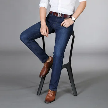 Jeans Til Mænd Direkte Straight Blå Stretch Ultratynde Åndbar God Kvalitet Mode Bukser Casaul Denim Bukser Mand Jean Homme