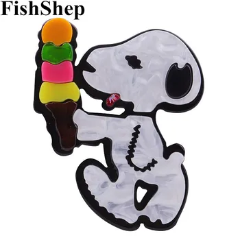 FishSheep Dejlige Hund Spise Is, Akryl Brocher Ben For Kvinder, Børn Harpiks Animalske Fødevarer Broche Gaver Modekollektioner