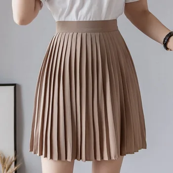 Kvinder Pleasted Nederdele Dame 2020 Casual Høj Talje Sommer Nederdel Elegante Koreanske Kvinder Tøj Hvid Sort Sexet Kort Mini Skirt