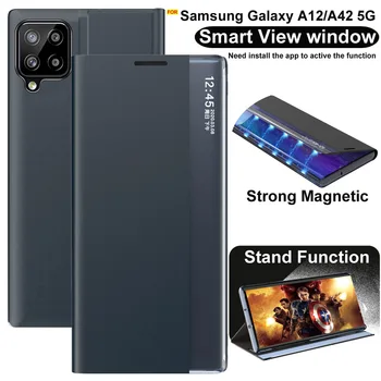 Side Vinduet Smart View Flip cover til Samsung Galaxy A12 tilfælde magnetiske stand læder taske til Samsung A32 A42 5G M51 M31S dække
