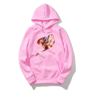 Mænd Hættetrøjer Kvinder Tøj Fairy Tail Hoodie Animationsfilm Dame Pullover Pink Tøj Sudaderas Harajuku Oversized Sweatshirt Hoodie