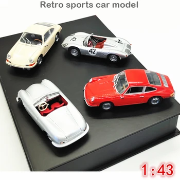 1:43 Retro sportsvogn model Legering bil model Samling af smykker gaveæske Fire former