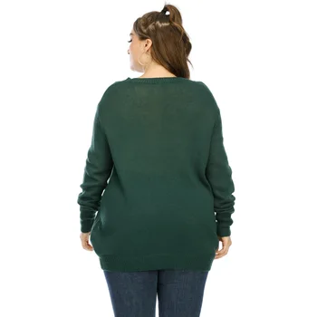 Nye 2021 foråret efteråret plus size trøje til kvinder med store lange ærme løs grøn tynd pullover strik toppe 4XL 5XL 6XL