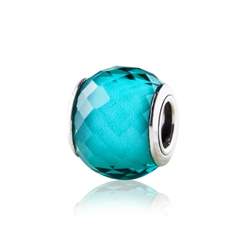 925 Sterling Sølv Petite Farverige Facetter af Murano-Glas DIY-Perle-Charme Passer Oprindelige Pandora Oprindelige Armbånd Charms Smykker