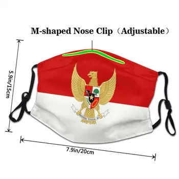 Indonesien Flag Maske Anti Haze Støvtæt Ikke-Disponible Nationale Emblem Ansigtsmaske Beskyttelse Cover Unisex Respirator Munden Dæmpe