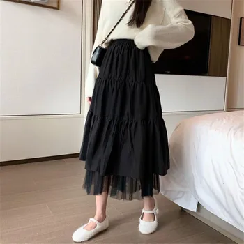 Høj Talje Lange Nederdele Til Kvinder ER Midi Plisserede Nederdele 2020 Mode Harajuku koreansk Stil Hvid Sort Skole Pige Maxi Nederdele